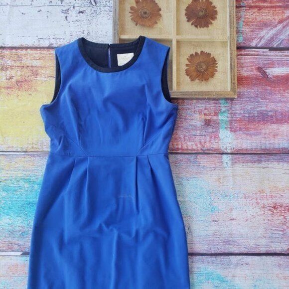 Kate Spade Cobalt Blue Arie Cotton Blend Pleated Mini Sheath Dress 12 - Picture 5 of 10